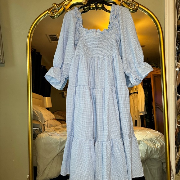 Elegant Blue Smocked Dress - Picture 7 of 7